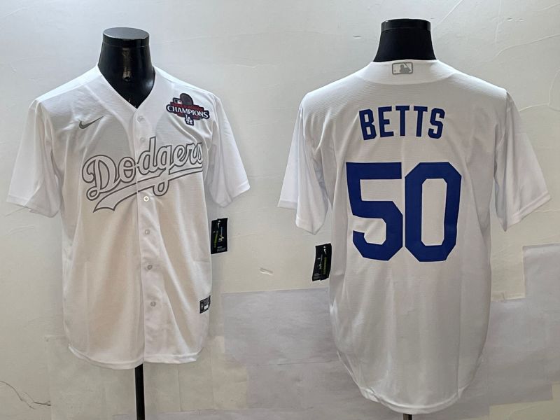 Men Los Angeles Dodgers #50 Betts White Fashion Edition Game 2025 Nike MLB Jersey style 6